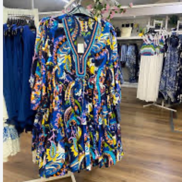 Kaktus,Vibrant V-Neck, Paisley Dress, Drawstring,Excellent Condition,Size S - Picture 7 of 15